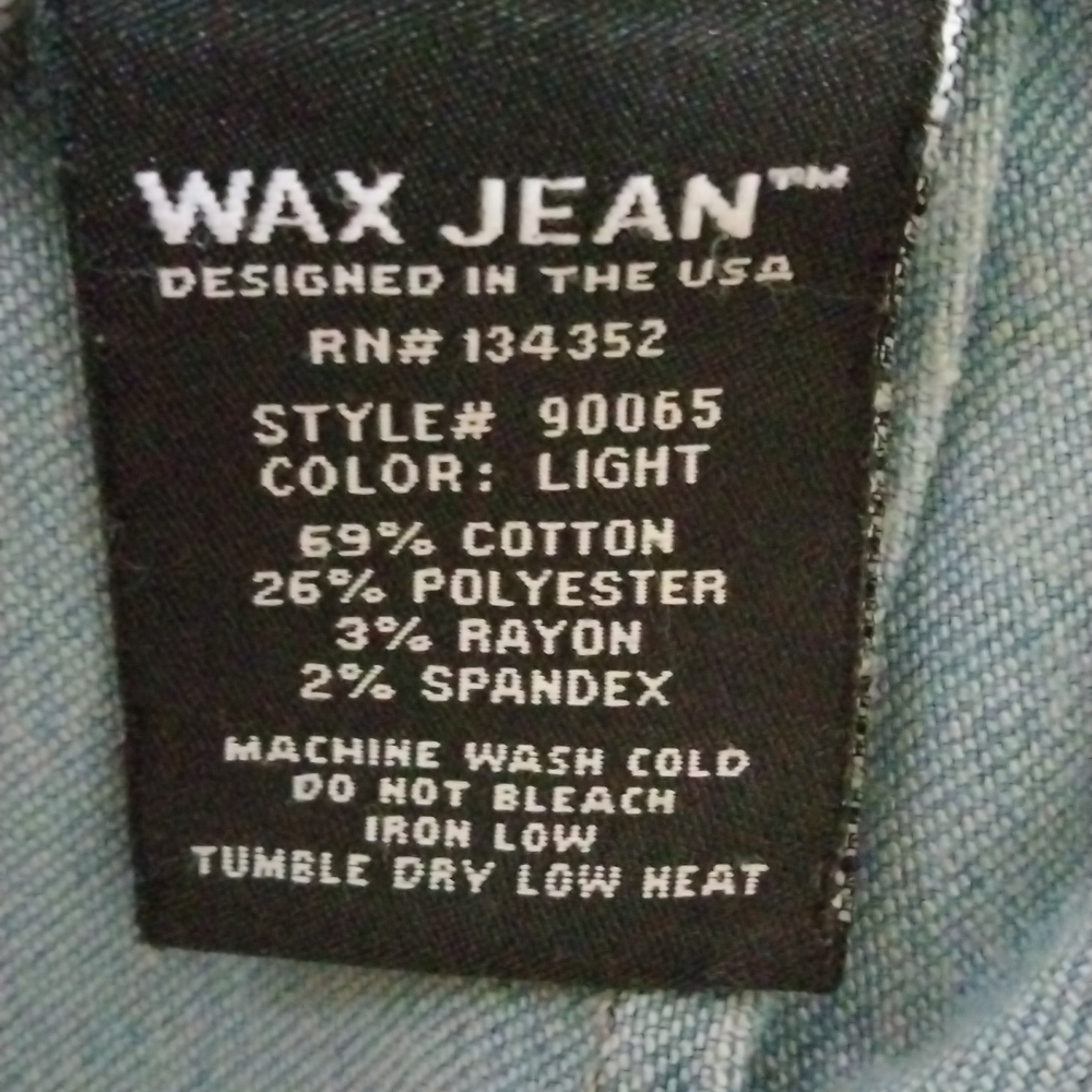 Women's Wax Jeans, Size 13 Juniors. - Picture 7 of 7